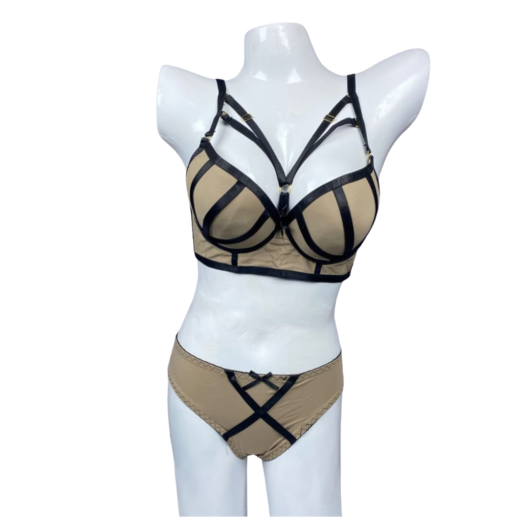 Nude Noir Strapped Lingerie Set – ZS WISHE